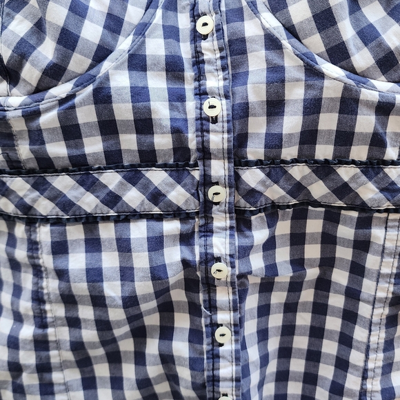 Hollister Navy Checkered Women's Blouse - Picture 4 of 6